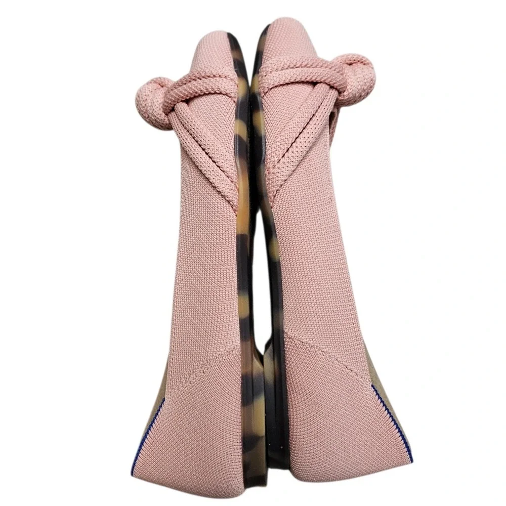 Rothy's The Knot Point Flats Womens 7.5 Pink Peony Knit Pointed Toe‎ Sustainable